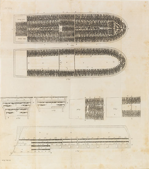 (SLAVERY AND ABOLITION.) SLAVE SHIP DIAGRAM. Engraving of the hold of the slave-ship "Brooks."